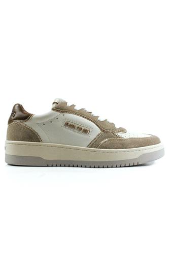 Slam White Leather Taupe Suede