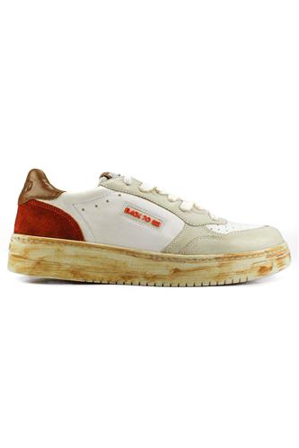 Slam White Leather Red Brick Suede