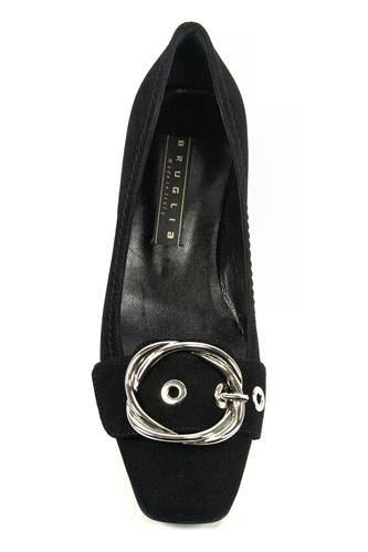 Shoes Black Suede Ornamental Buckle