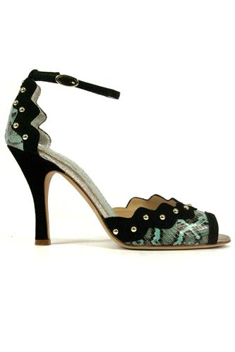 Claire Turquoise Ayers Black Suede Studs