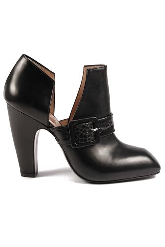High Heel Shoes Black Leather Details Printed Crocodile