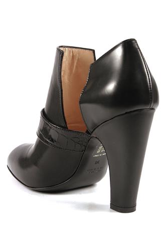 High Heel Shoes Black Leather Details Printed Crocodile